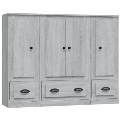 Credenze 3 pz Grigio Sonoma in Legno Multistrato - homemem39