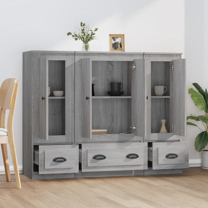 Credenze 3 pz Grigio Sonoma in Legno Multistrato - homemem39