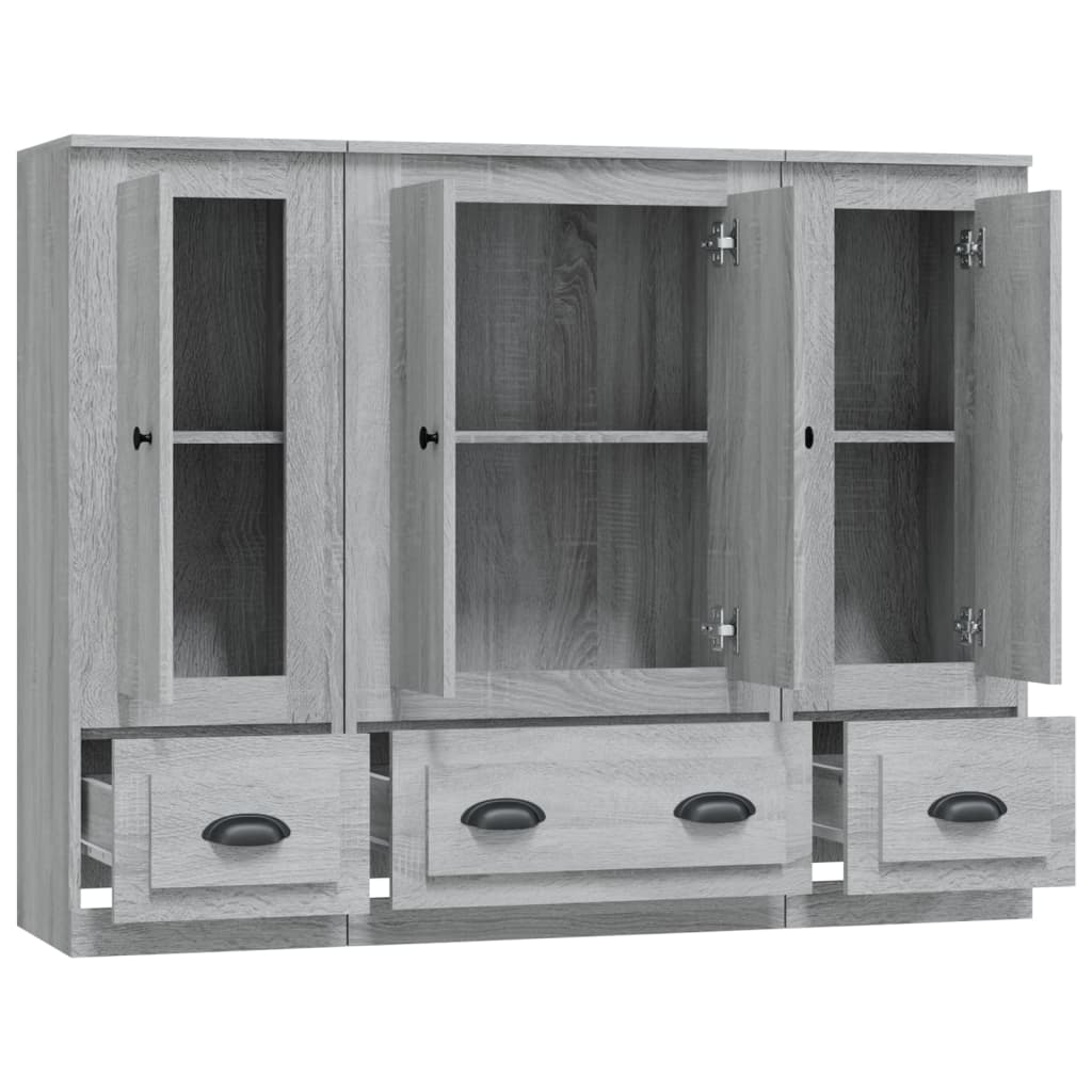 Credenze 3 pz Grigio Sonoma in Legno Multistrato - homemem39