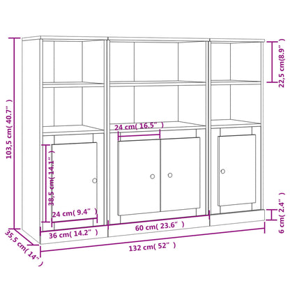 Credenze 3 pz Rovere Sonoma in Legno Multistrato