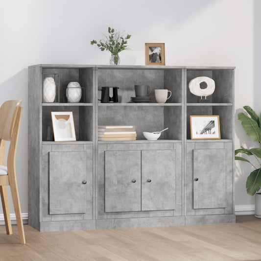 Credenze 3 pz Grigio Cemento in Legno Multistrato - homemem39