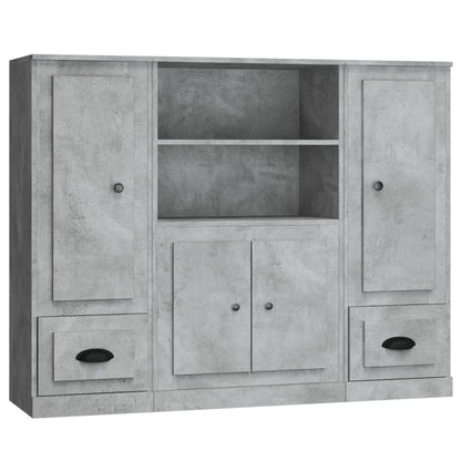 Credenze 3 pz Grigio Cemento in Legno Multistrato - homemem39