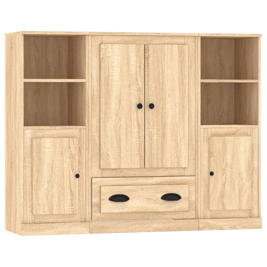Credenze 3 pz Rovere Sonoma in Legno Multistrato