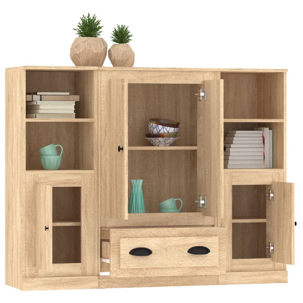 Credenze 3 pz Rovere Sonoma in Legno Multistrato