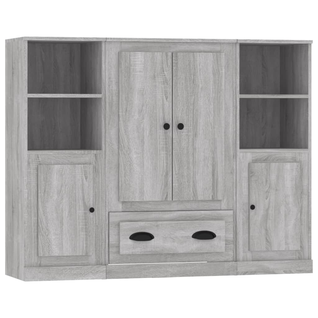 Credenze 3 pz Grigio Sonoma in Legno Multistrato - homemem39