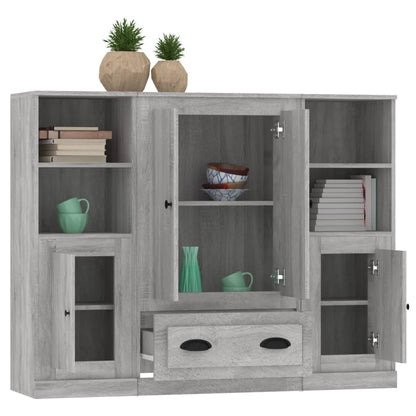 Credenze 3 pz Grigio Sonoma in Legno Multistrato - homemem39