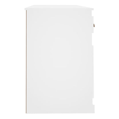 Scrivania con Armadietto Bianco in Legno Multistrato