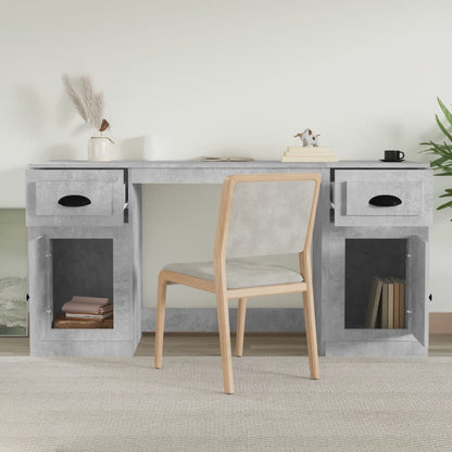 Scrivania con Armadietto Grigio Cemento in Legno Multistrato | homemem39