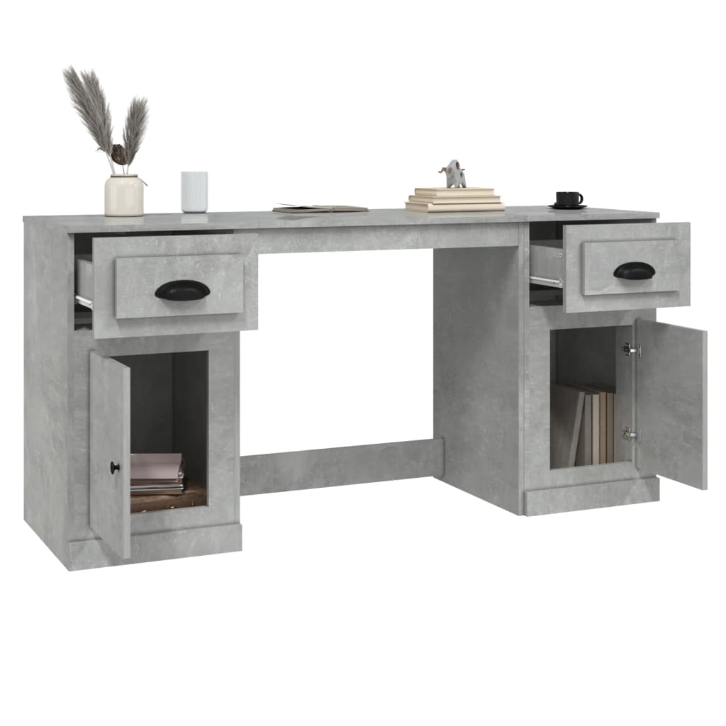 Scrivania con Armadietto Grigio Cemento in Legno Multistrato | homemem39