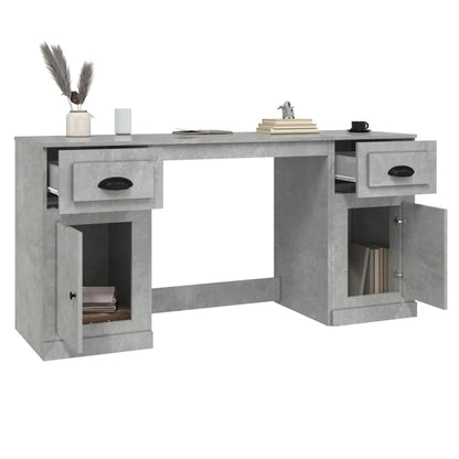 Scrivania con Armadietto Grigio Cemento in Legno Multistrato | homemem39