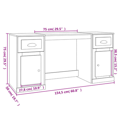 Scrivania con Armadietto Grigio Cemento in Legno Multistrato | homemem39