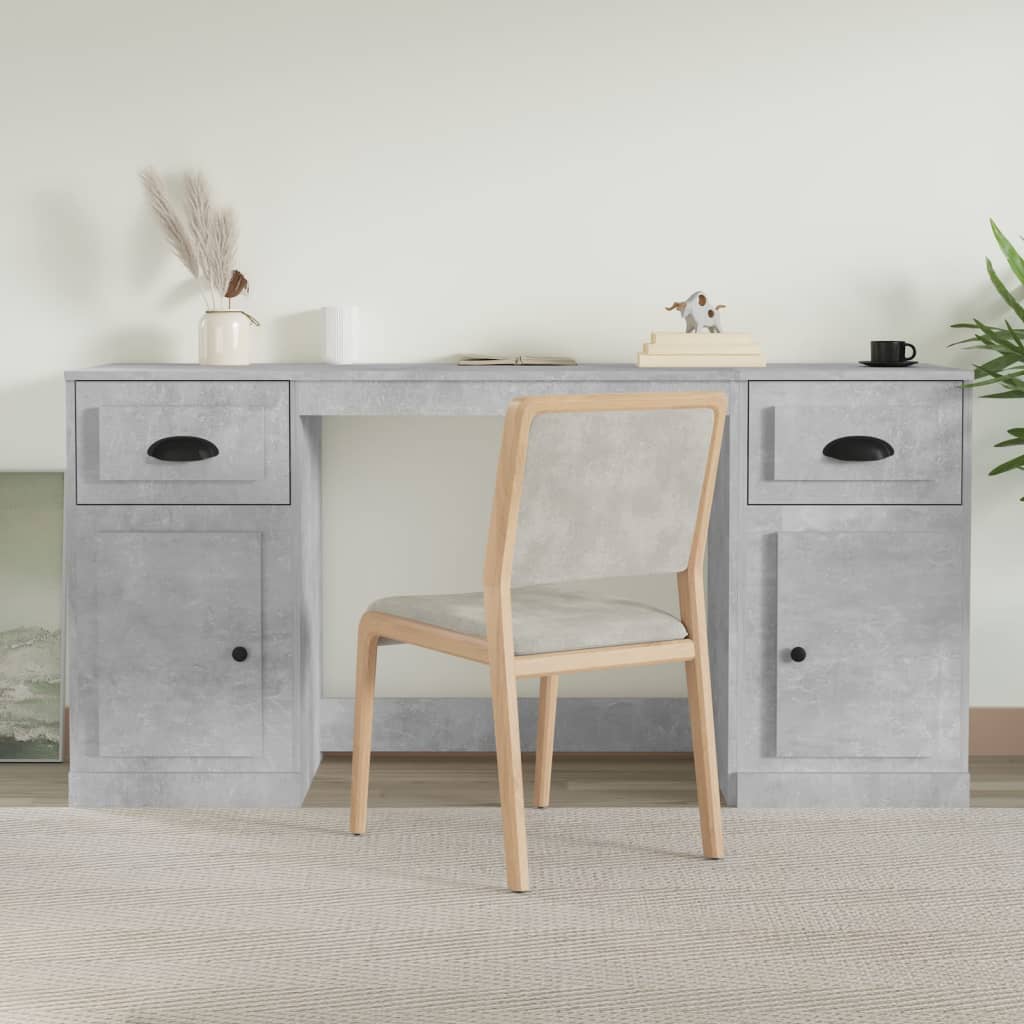 Scrivania con Armadietto Grigio Cemento in Legno Multistrato | homemem39