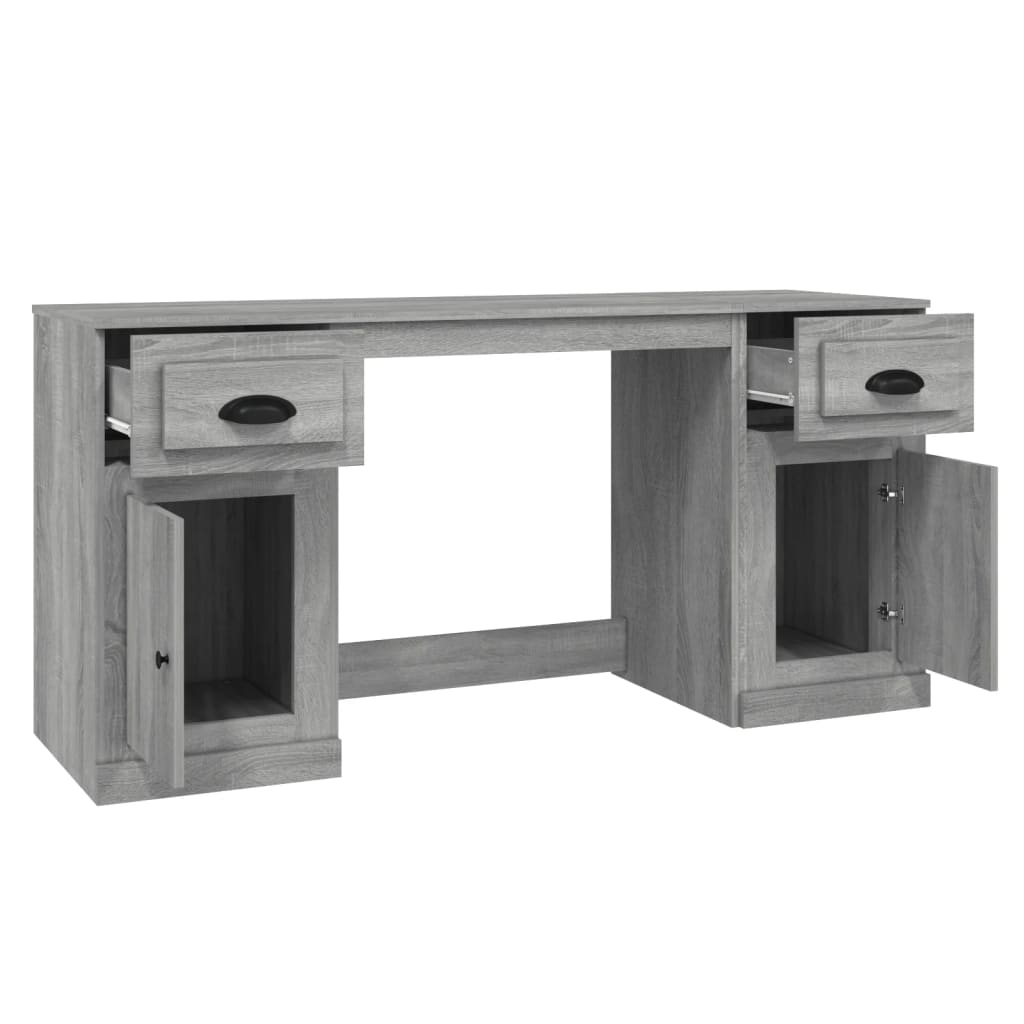 Scrivania con Armadietto Grigio Sonoma in Legno Multistrato