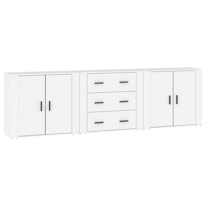 Credenze 3 pz Bianco in Legno Multistrato