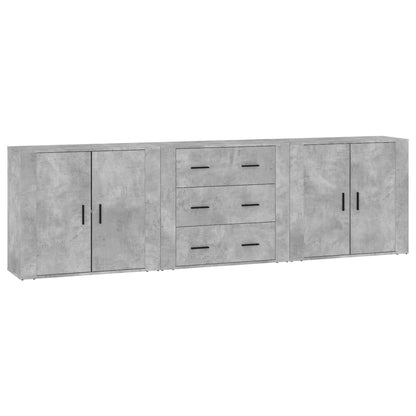 Credenze 3 pz Grigio Cemento in Legno Multistrato | homemem39