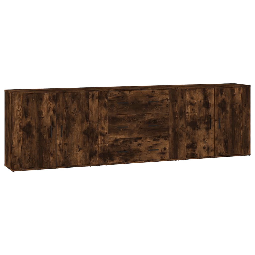 Credenze 3 pz Rovere Fumo in Legno Multistrato | homemem39