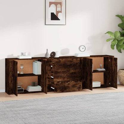 Credenze 3 pz Rovere Fumo in Legno Multistrato | homemem39