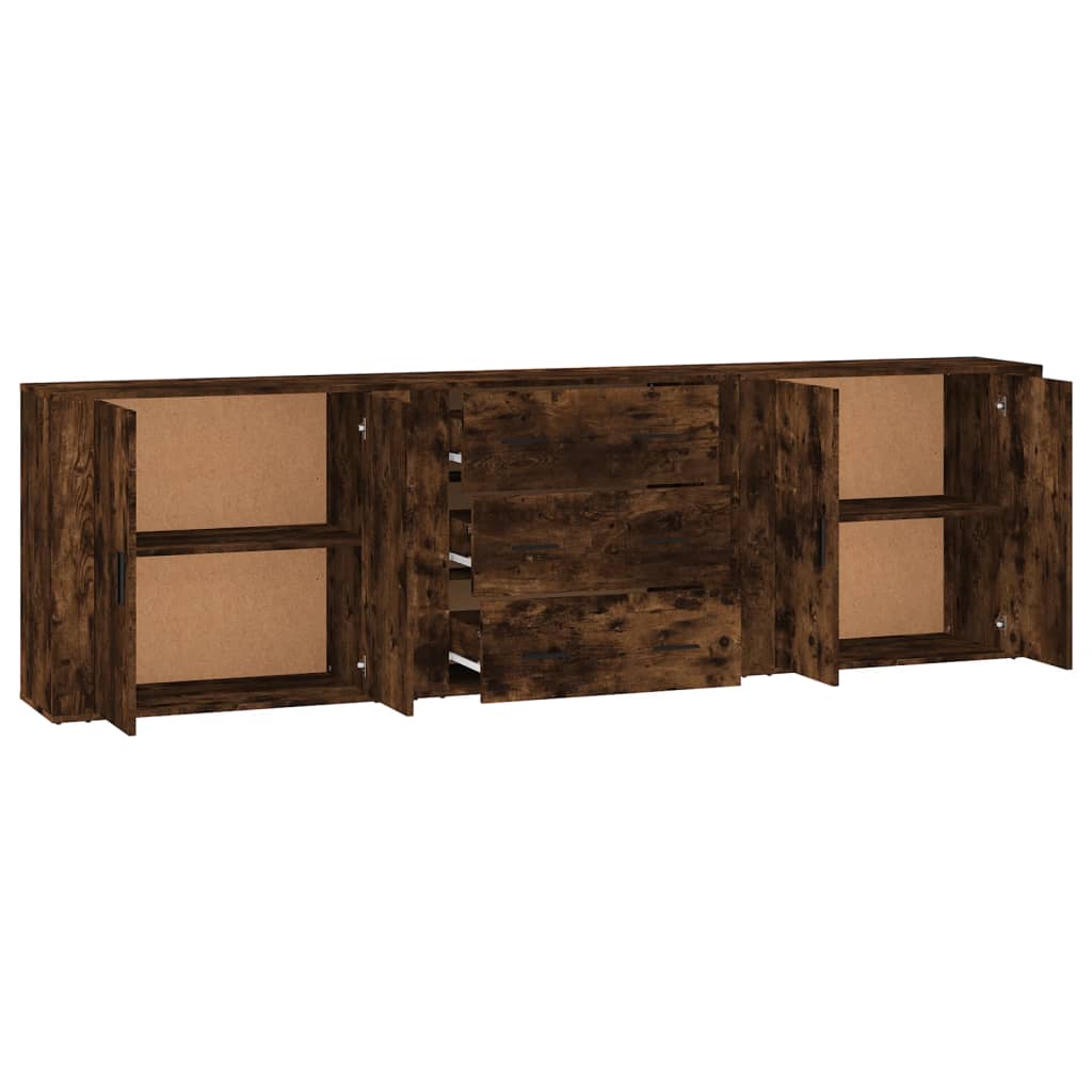 Credenze 3 pz Rovere Fumo in Legno Multistrato | homemem39