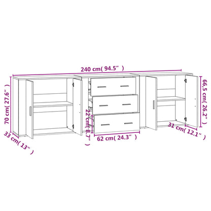 Credenze 3 pz Rovere Fumo in Legno Multistrato | homemem39