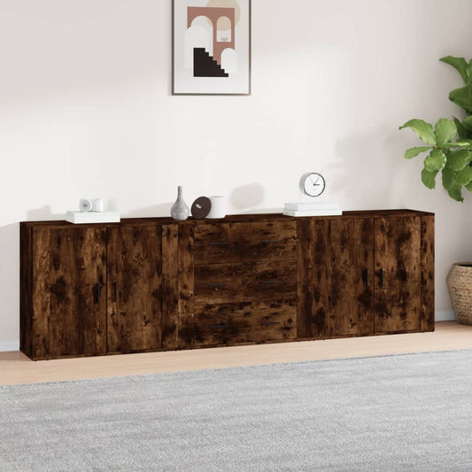 Credenze 3 pz Rovere Fumo in Legno Multistrato | homemem39