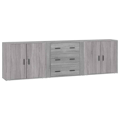 Credenze 3 pz Grigio Sonoma in Legno Multistrato