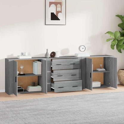 Credenze 3 pz Grigio Sonoma in Legno Multistrato | homemem39