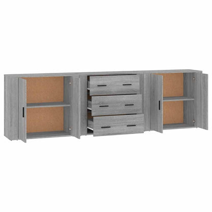 Credenze 3 pz Grigio Sonoma in Legno Multistrato | homemem39