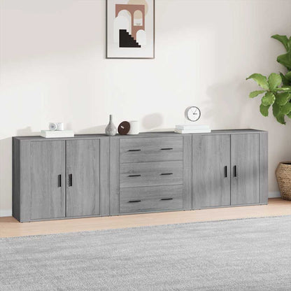Credenze 3 pz Grigio Sonoma in Legno Multistrato | homemem39