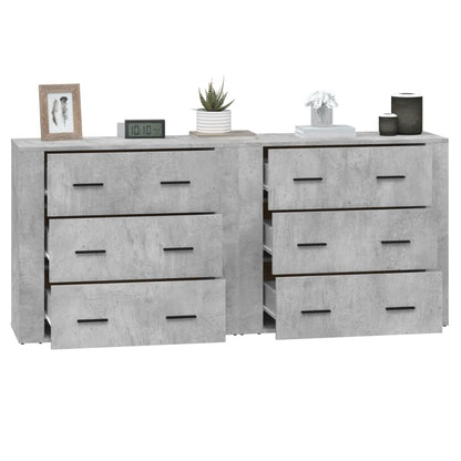Credenze 2 pz Grigio Cemento in Legno Multistrato