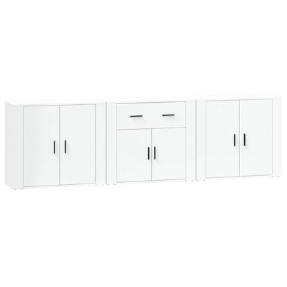 Credenze 3 pz Bianco in Legno Multistrato