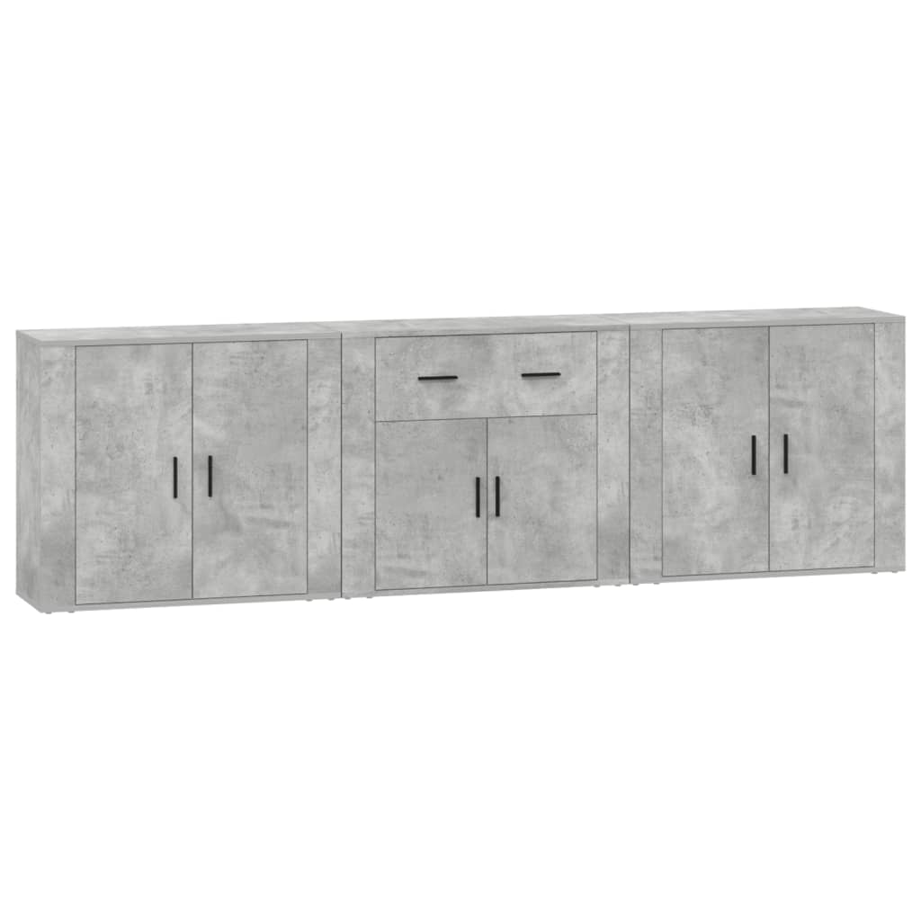 Credenze 3 pz Grigio Cemento in Legno Multistrato | homemem39
