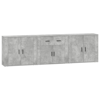 Credenze 3 pz Grigio Cemento in Legno Multistrato | homemem39