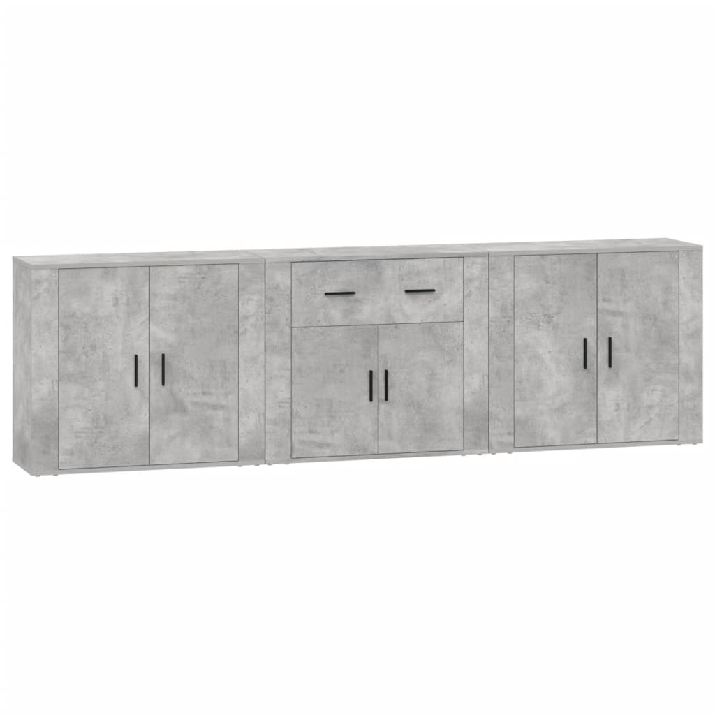Credenze 3 pz Grigio Cemento in Legno Multistrato | homemem39