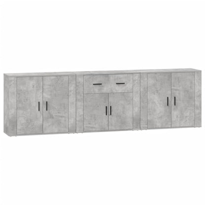 Credenze 3 pz Grigio Cemento in Legno Multistrato | homemem39