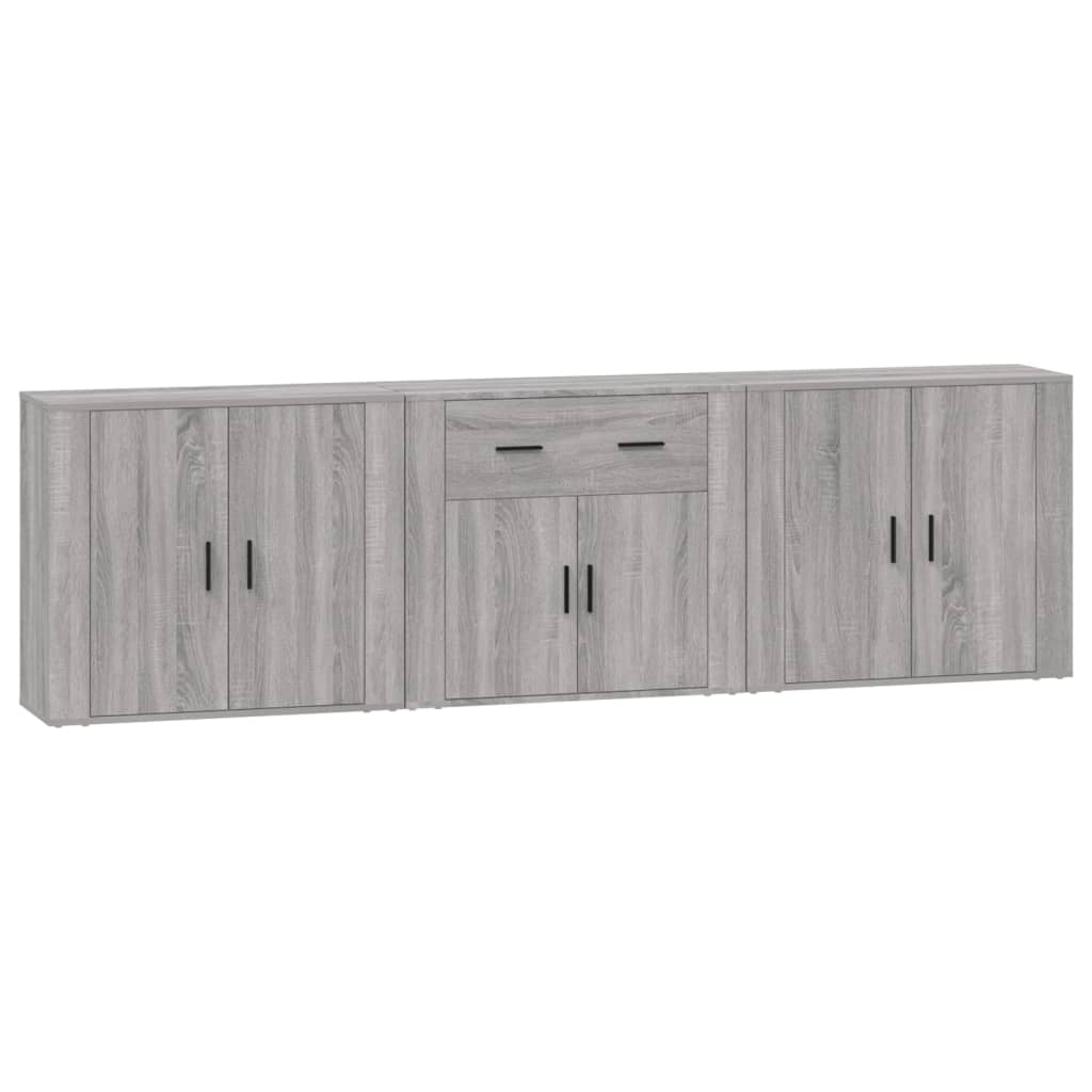 Credenze 3 pz Grigio Sonoma in Legno Multistrato