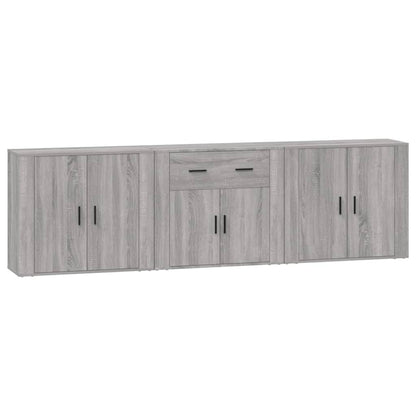 Credenze 3 pz Grigio Sonoma in Legno Multistrato
