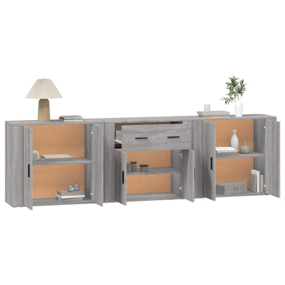 Credenze 3 pz Grigio Sonoma in Legno Multistrato
