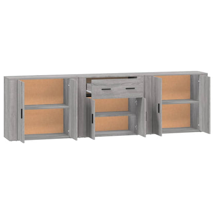 Credenze 3 pz Grigio Sonoma in Legno Multistrato | homemem39