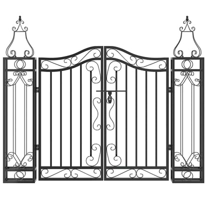 Cancello da Giardino Nero 121x8x100 cm in Ferro Battuto | homemem39