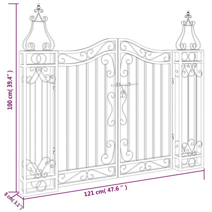 Cancello da Giardino Nero 121x8x100 cm in Ferro Battuto | homemem39