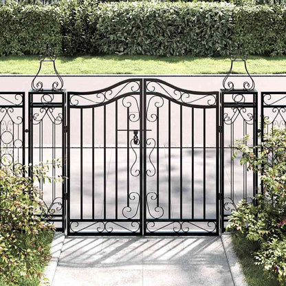 Cancello da Giardino Nero 121x8x100 cm in Ferro Battuto | homemem39