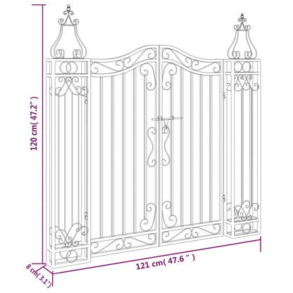 Cancello da Giardino Nero 121x8x120 cm in Ferro Battuto | homemem39