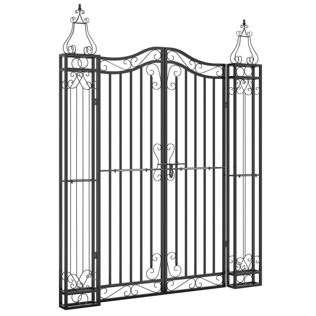 Cancello da Giardino Nero 121x8x150 cm in Ferro Battuto | homemem39