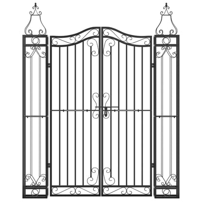Cancello da Giardino Nero 121x8x150 cm in Ferro Battuto | homemem39