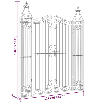 Cancello da Giardino Nero 121x8x150 cm in Ferro Battuto | homemem39