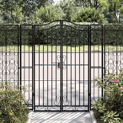 Cancello da Giardino Nero 121x8x150 cm in Ferro Battuto | homemem39