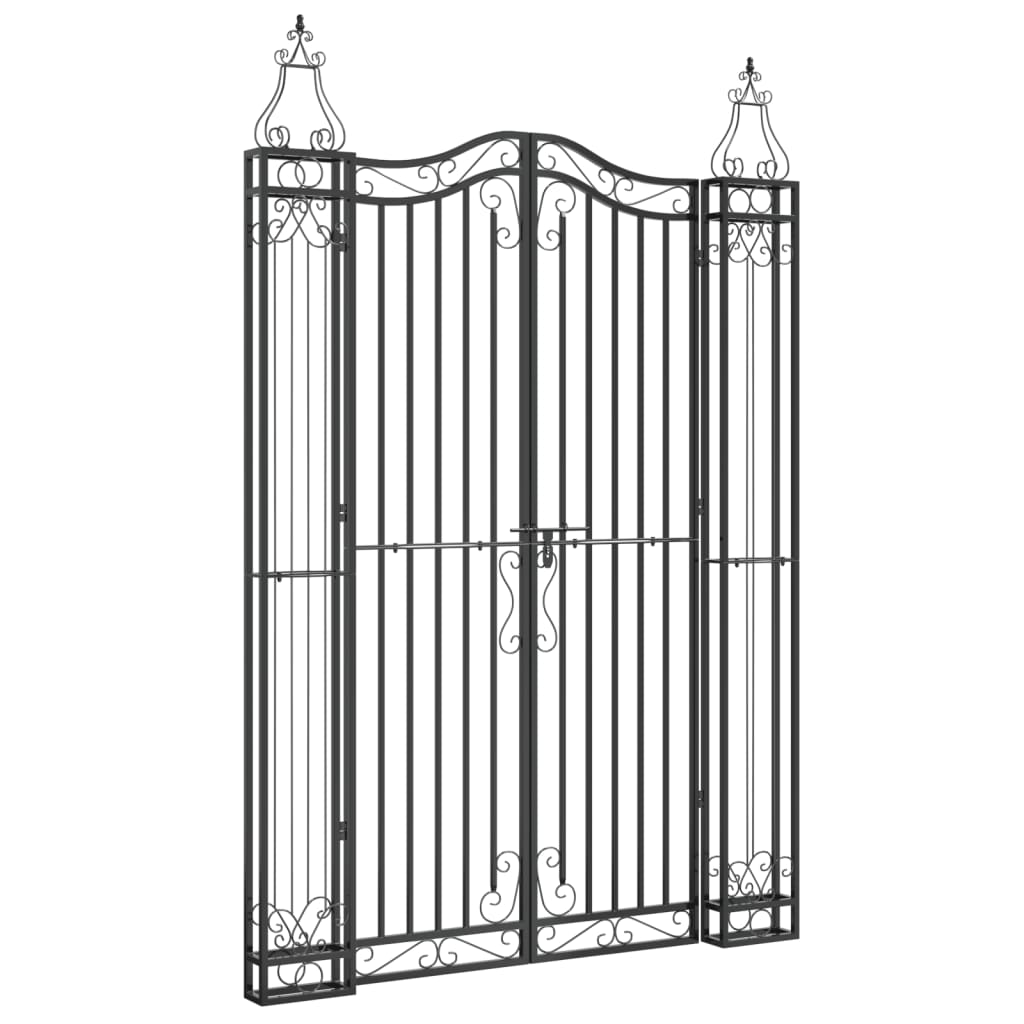 Cancello da Giardino Nero 121x8x180 cm in Ferro Battuto | homemem39