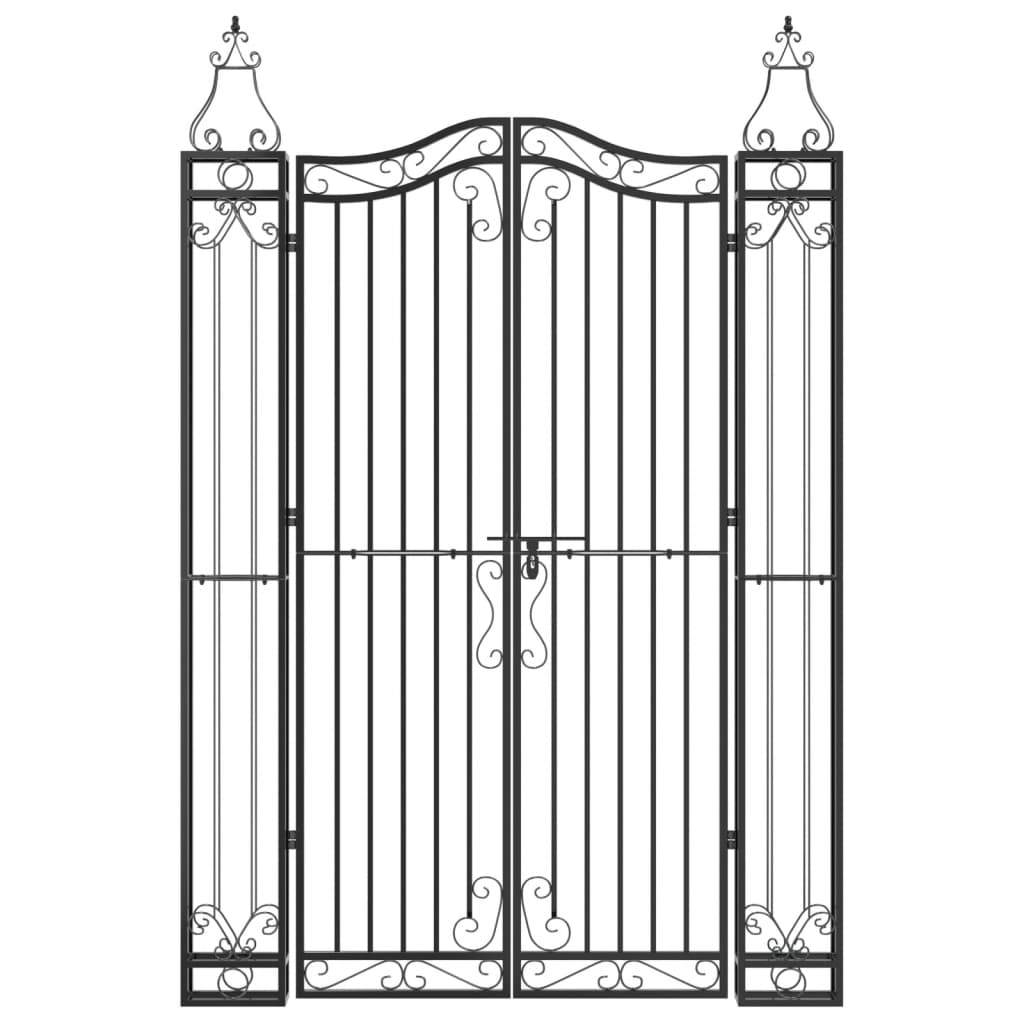 Cancello da Giardino Nero 121x8x180 cm in Ferro Battuto | homemem39
