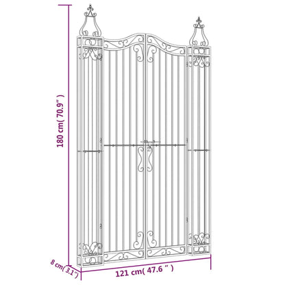 Cancello da Giardino Nero 121x8x180 cm in Ferro Battuto | homemem39