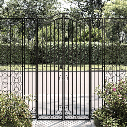 Cancello da Giardino Nero 121x8x180 cm in Ferro Battuto | homemem39